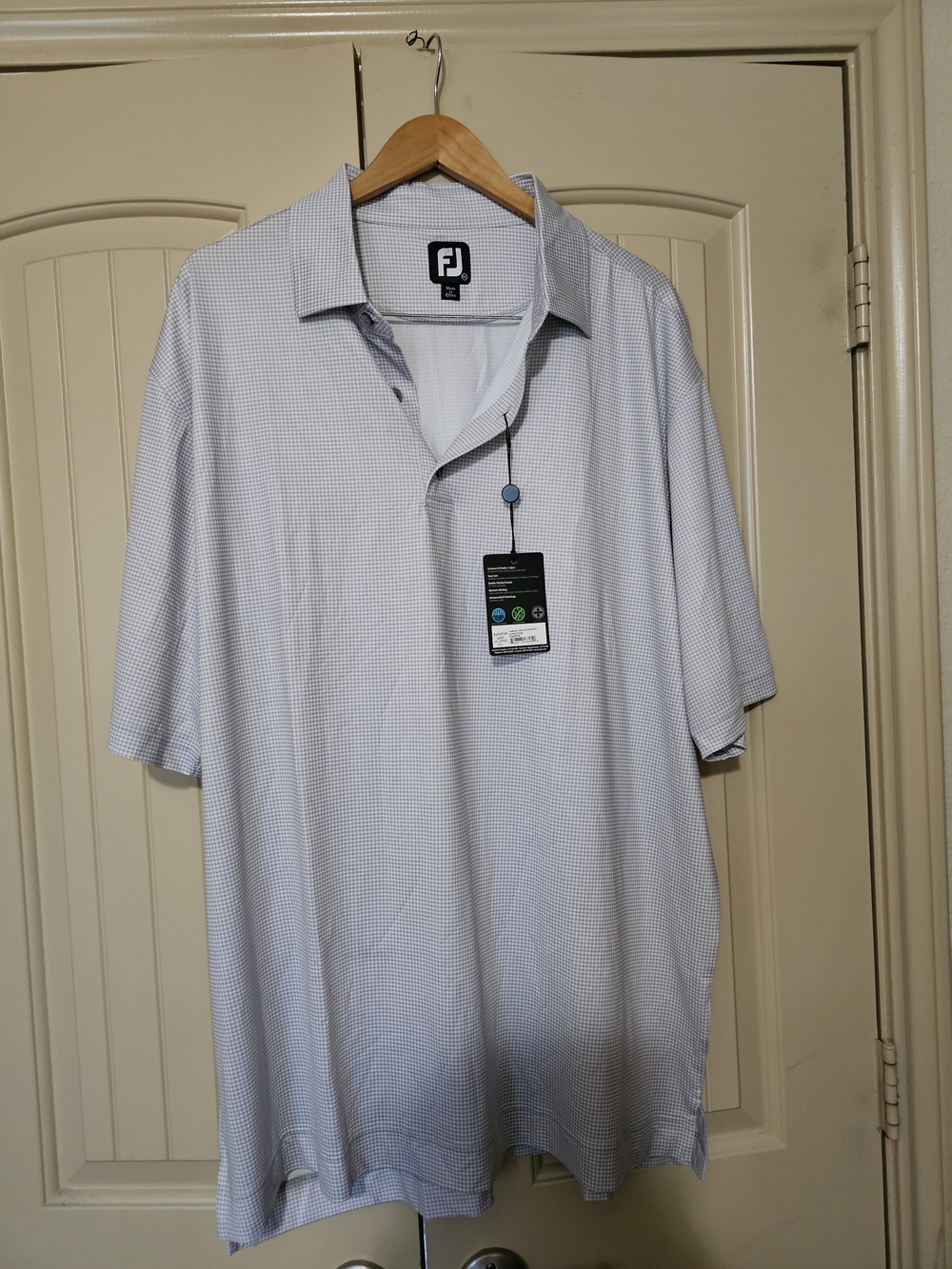 FootJoy Men’s Pale Blue Micro-Check Golf Polo